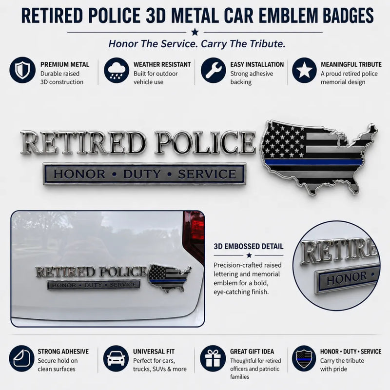 BlueShield – Retired Police Metal Car Emblem – image 4
