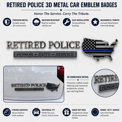 BlueShield – Retired Police Metal Car Emblem – image 4