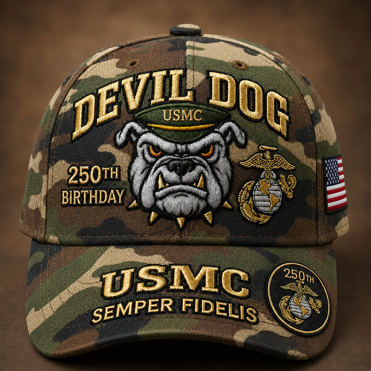 SemperValor – Devil Dog Heritage Embroidered Cap – Camo / Buy 1 PC Get 30% OFF