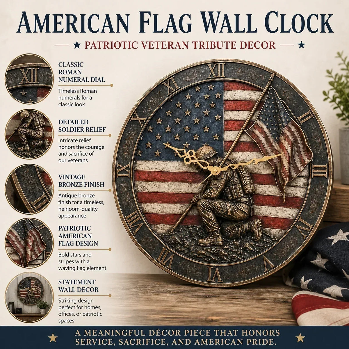 PatriotSpirit – Memorial Wall Clock – image 8