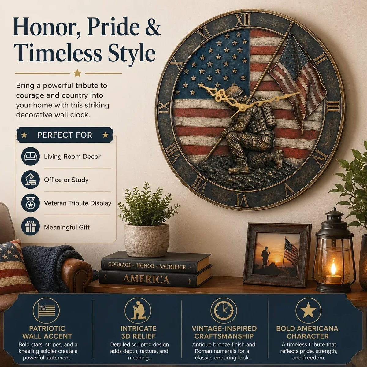 PatriotSpirit – Memorial Wall Clock – image 9