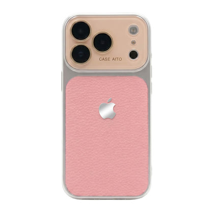 LuxeLens – Crystal Camera Lens Leather Phone Case – Pink / iPhone 17 Pro Max