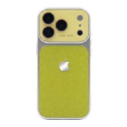 LuxeLens – Crystal Camera Lens Leather Phone Case – Green / iPhone 17 Pro Max