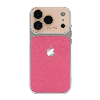 LuxeLens – Crystal Camera Lens Leather Phone Case – Rose Pink / iPhone 17 Pro Max