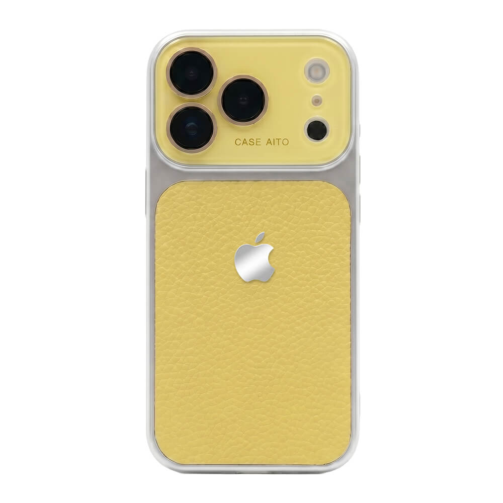 LuxeLens – Crystal Camera Lens Leather Phone Case – Butter Yellow / iPhone 17 Pro Max