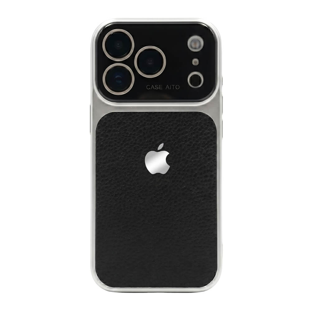 LuxeLens – Crystal Camera Lens Leather Phone Case – Black / iPhone 17 Pro Max