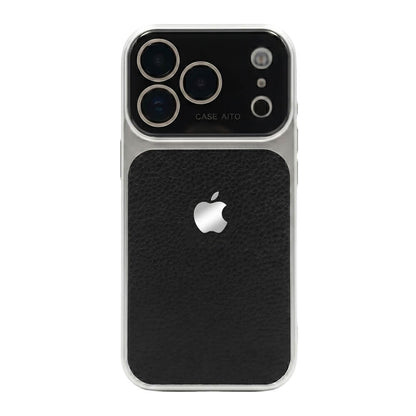 LuxeLens – Crystal Camera Lens Leather Phone Case – Black / iPhone 17 Pro Max