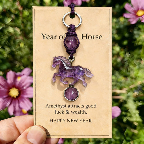 EquiGem – Amethyst Crystal Horse Pendant Keychain – Buy 1