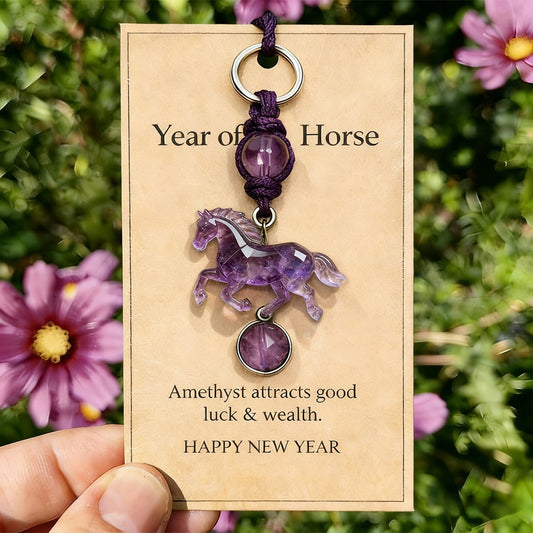EquiGem – Amethyst Crystal Horse Pendant Keychain – Buy 1