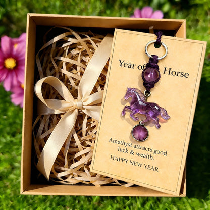 EquiGem – Amethyst Crystal Horse Pendant Keychain – image 5