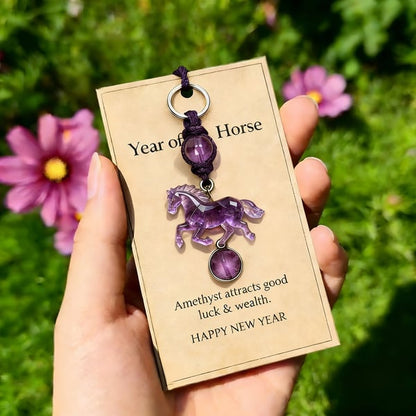 EquiGem – Amethyst Crystal Horse Pendant Keychain – image 2
