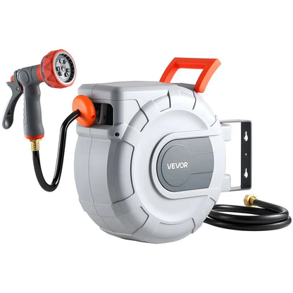 Retractable Garden Hose Reel with 9-Pattern Nozzle & 180° Swivel Bracket – image 3