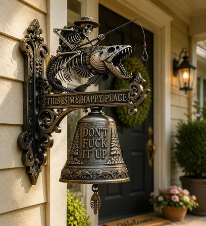 RusticTide – Metal Skeleton Fisherman Wall Bell – image 2