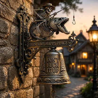 RusticTide – Metal Skeleton Fisherman Wall Bell – image 3