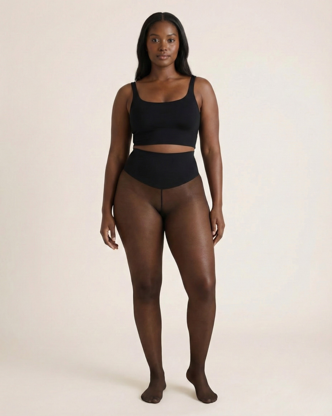 Curvy™ – Fleece-lined tights with a natural sheer look – Dark / S (34-38)