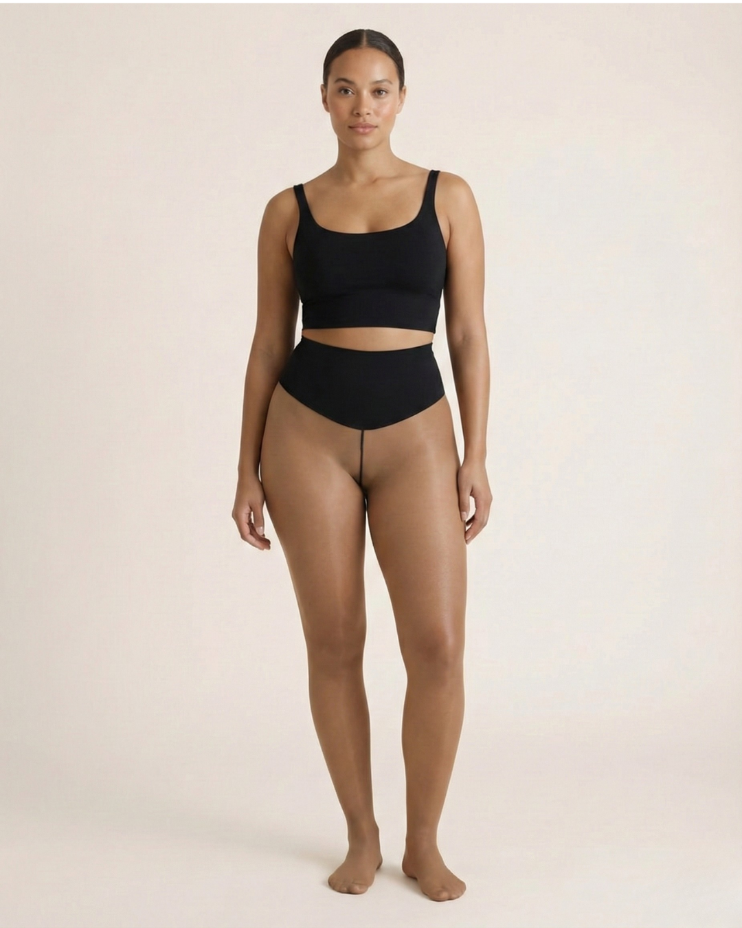 Curvy™ – Fleece-lined tights with a natural sheer look – Light Brown / S (34-38)