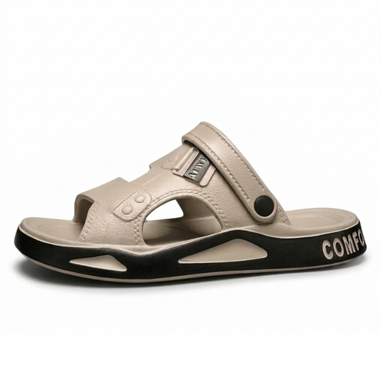 Stratford — Platform Sport Slide with Adjustable Strap – Beige / 38