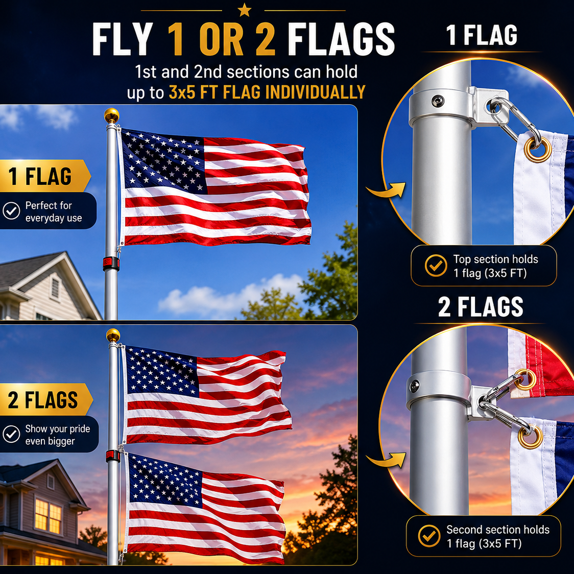 SolarGlory – Telescopic Flagpole with LED Light – image 8