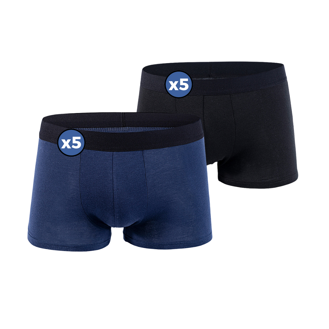 Basic Boxer Shorts – 5x Black + 5x Blue / M