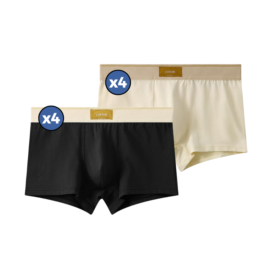 Cotton Boxer Shorts – 4x Black + 4x White / M