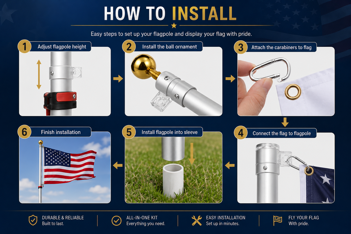 SolarGlory – Telescopic Flagpole with LED Light – image 3