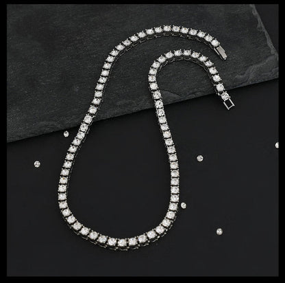 PrestigeFire – Moissanite Tennis Chain – Silver 5mm Moissanite Tennis Necklace