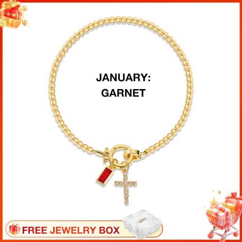 CelestiaFaith – Gold Cross Bracelet – January Garnet Cross Bracelet