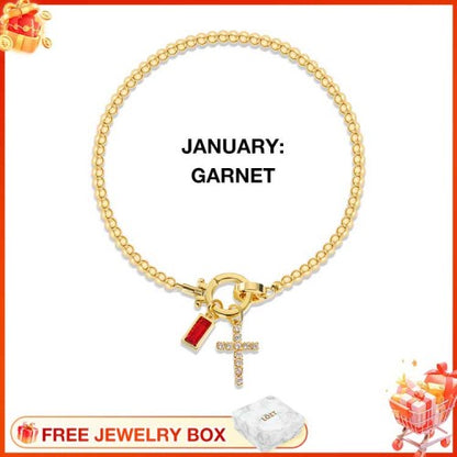 CelestiaFaith – Gold Cross Bracelet – January Garnet Cross Bracelet