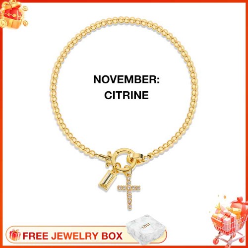 CelestiaFaith – Gold Cross Bracelet – November Citrine Cross Bracelet