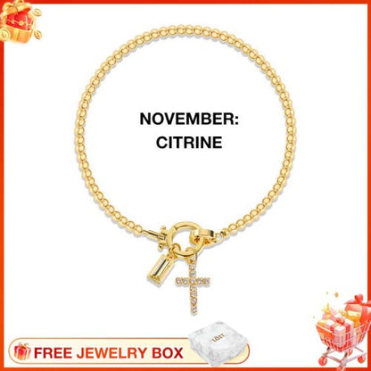 CelestiaFaith – Gold Cross Bracelet – November Citrine Cross Bracelet
