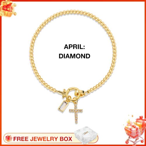 CelestiaFaith – Gold Cross Bracelet – April Diamond Cross Bracelet