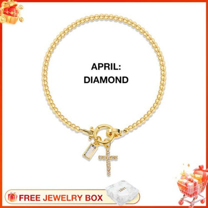 CelestiaFaith – Gold Cross Bracelet – April Diamond Cross Bracelet