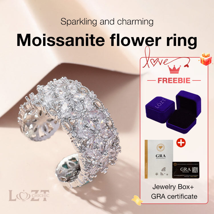 BloomVera – Certified Moissanite Flower Statement Ring – image 11