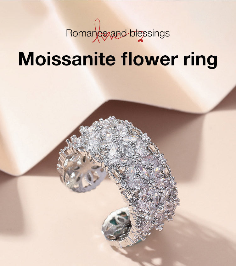 BloomVera – Certified Moissanite Flower Statement Ring – image 12