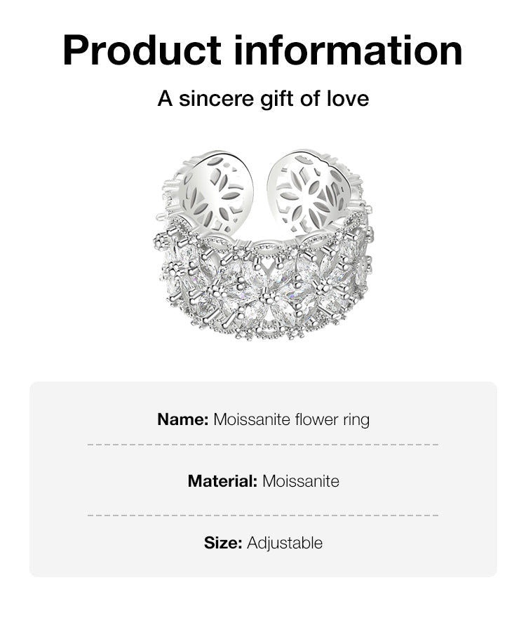 BloomVera – Certified Moissanite Flower Statement Ring – image 21