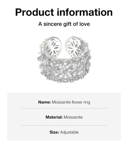 BloomVera – Certified Moissanite Flower Statement Ring – image 21