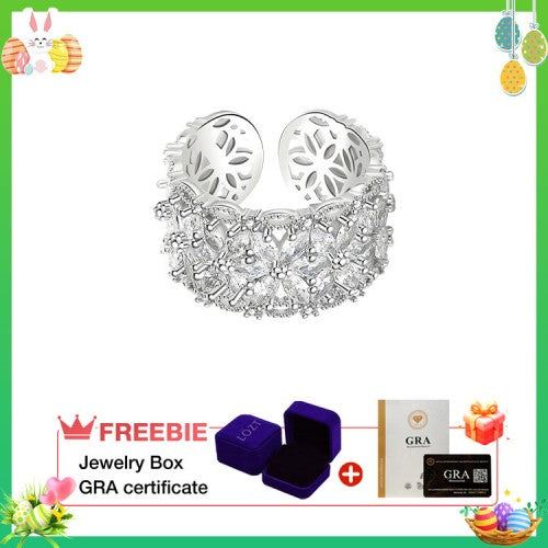 BloomVera – Certified Moissanite Flower Statement Ring – Moissanite Flower Ring+ 2 carat gra certificate