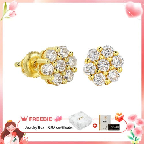 RoselleShine – Floral Moissanite Earrings – Gold