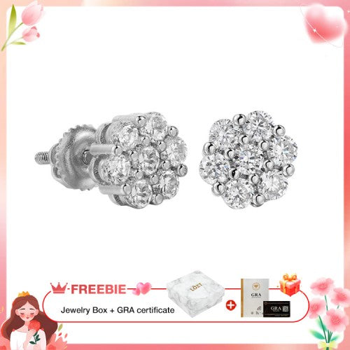RoselleShine – Floral Moissanite Earrings – Silver