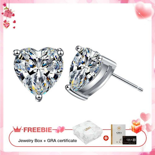 AmoraShine – Sparkling Heart Earrings – Heart Moissanite Earrings 1 pair