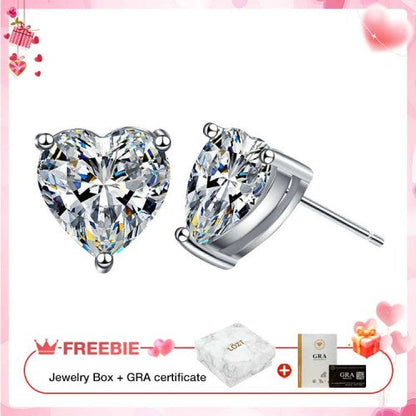 AmoraShine – Sparkling Heart Earrings – Heart Moissanite Earrings 1 pair