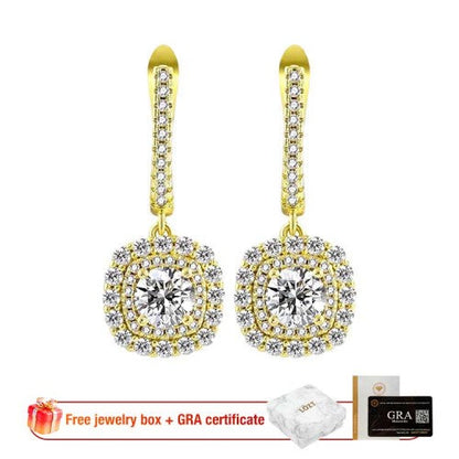 CrystalContour – Geometric Sparkle Set – Gold Geometric Drop Earrings