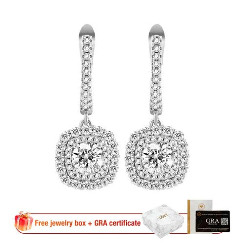 CrystalContour – Geometric Sparkle Set – Silver Geometric Drop Earrings