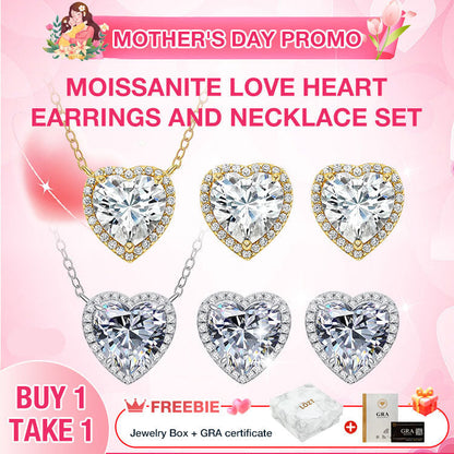 CupidSpark – Necklace & Earrings Set – Gold+Silver Love Heart Earrings and Necklace Set