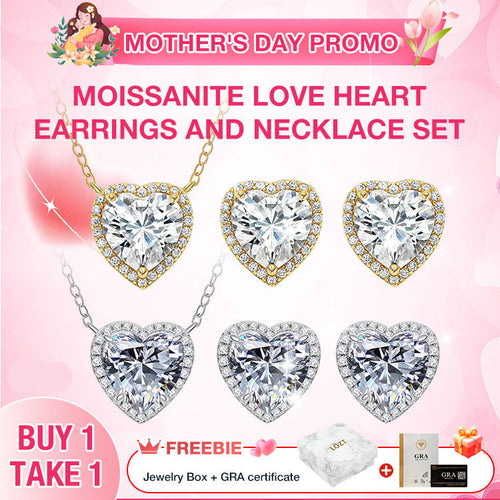 CupidSpark – Necklace & Earrings Set – Gold+Silver Love Heart Earrings and Necklace Set