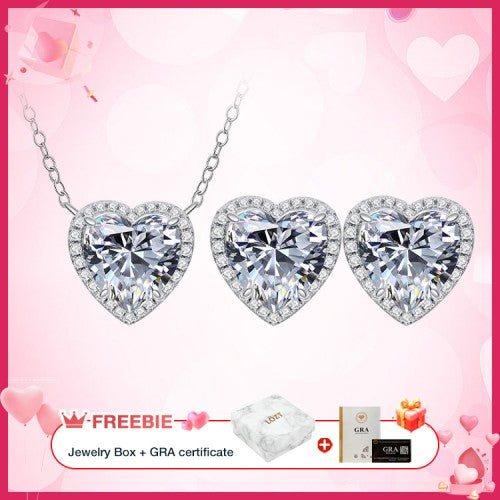CupidSpark – Necklace & Earrings Set – Silver Love Heart Earrings and Necklace Set（hot sale）