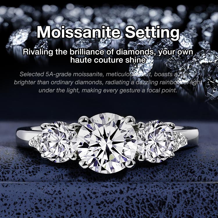 AuraTrio – Three Stone Diamond Look Ring – image 2