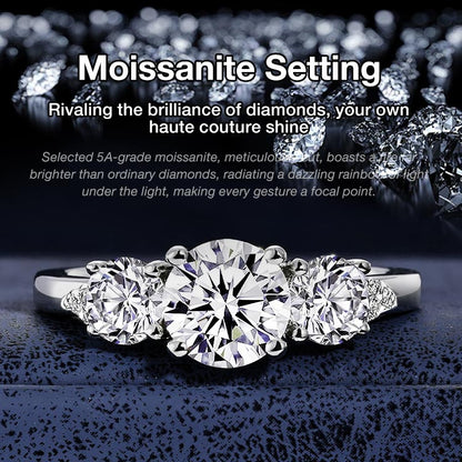 AuraTrio – Three Stone Diamond Look Ring – image 2