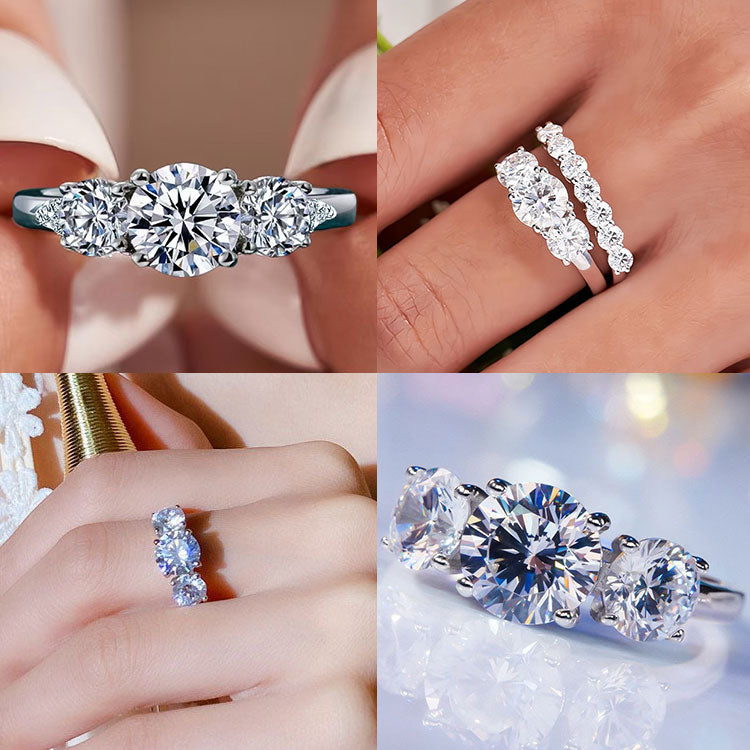 AuraTrio – Three Stone Diamond Look Ring – image 4