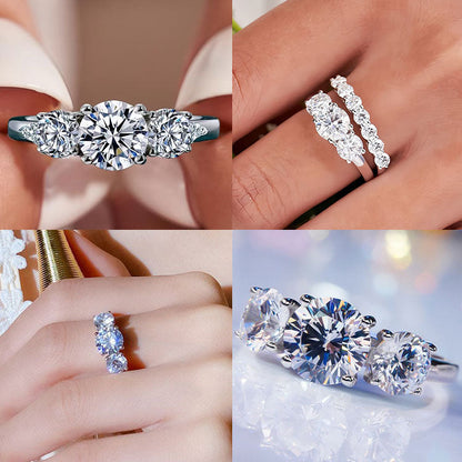 AuraTrio – Three Stone Diamond Look Ring – image 4